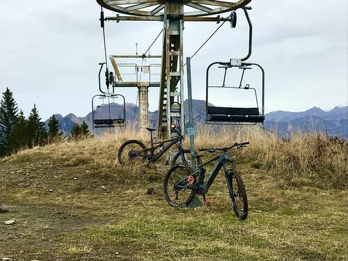 Beginner mountain bike - bikes by a chairlift